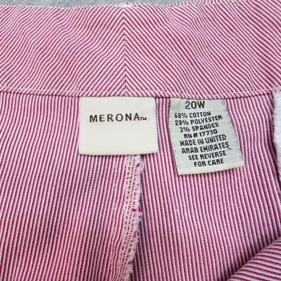 Merona Capri Pants WMNS SZ 20W Red White Stripe Faux Back Pocket High Waist Crop - Picture 5 of 12